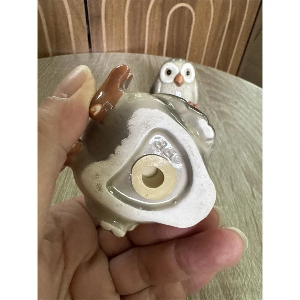 Fitz And Floyd Baby Owl Salt And Pepper Shakers Vintage Hand Painted 3 in—READ